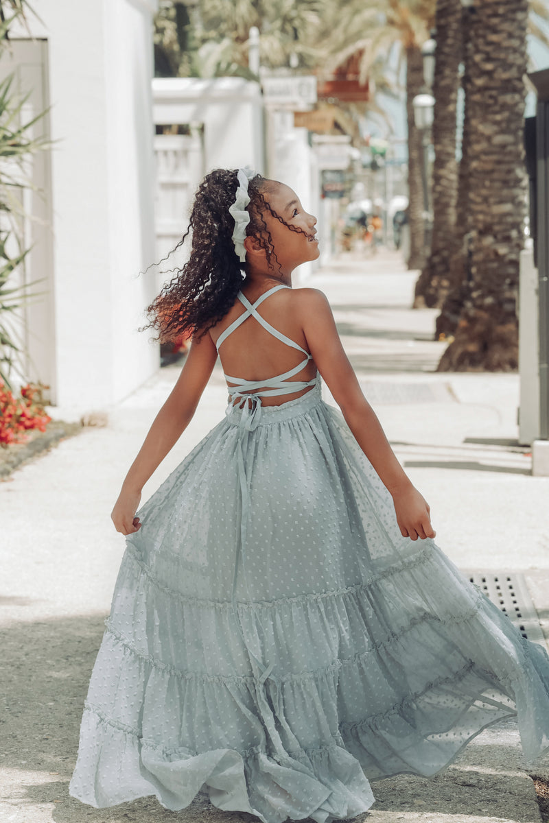 Vera Flow Dress (sage swiss dot)