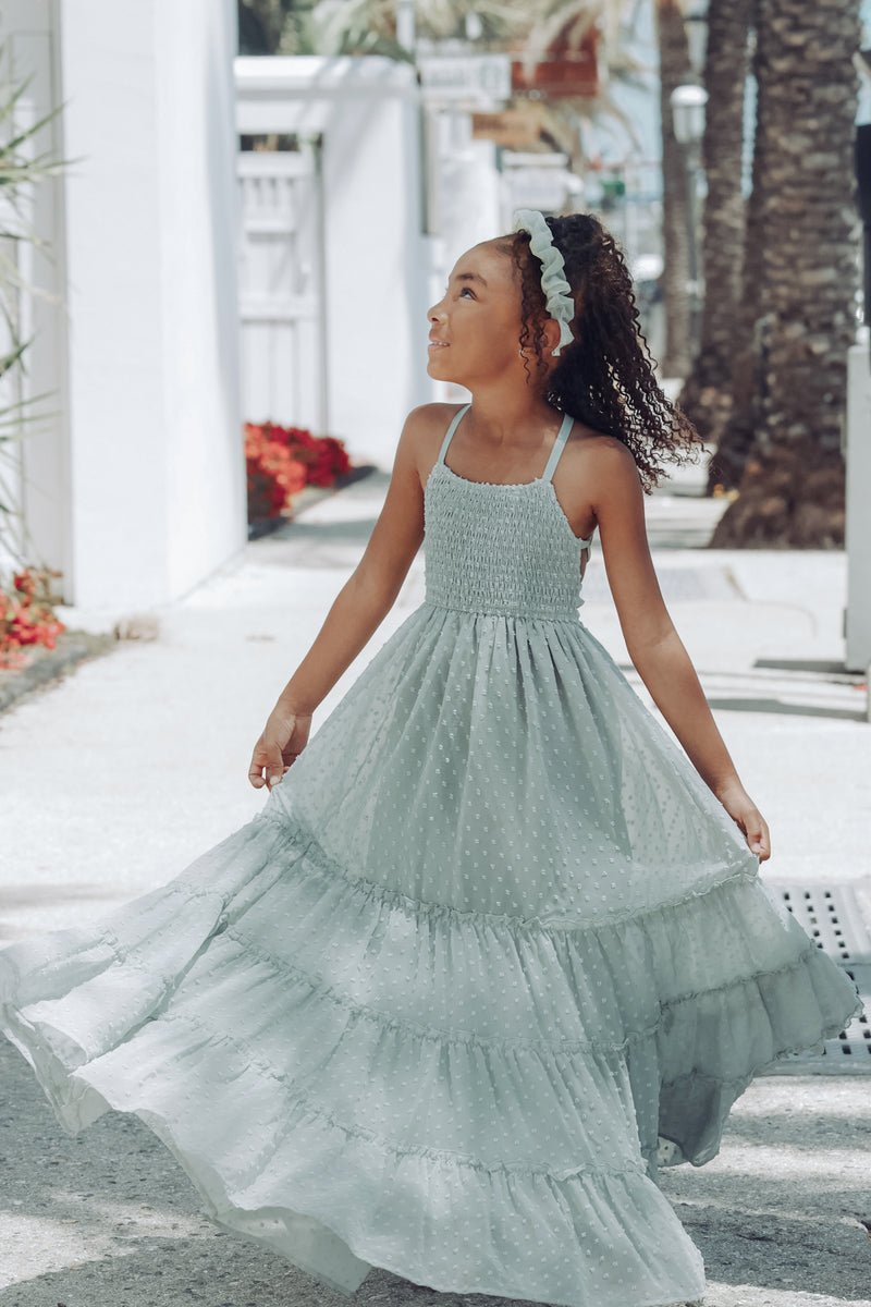 Vera Flow Dress (sage swiss dot)