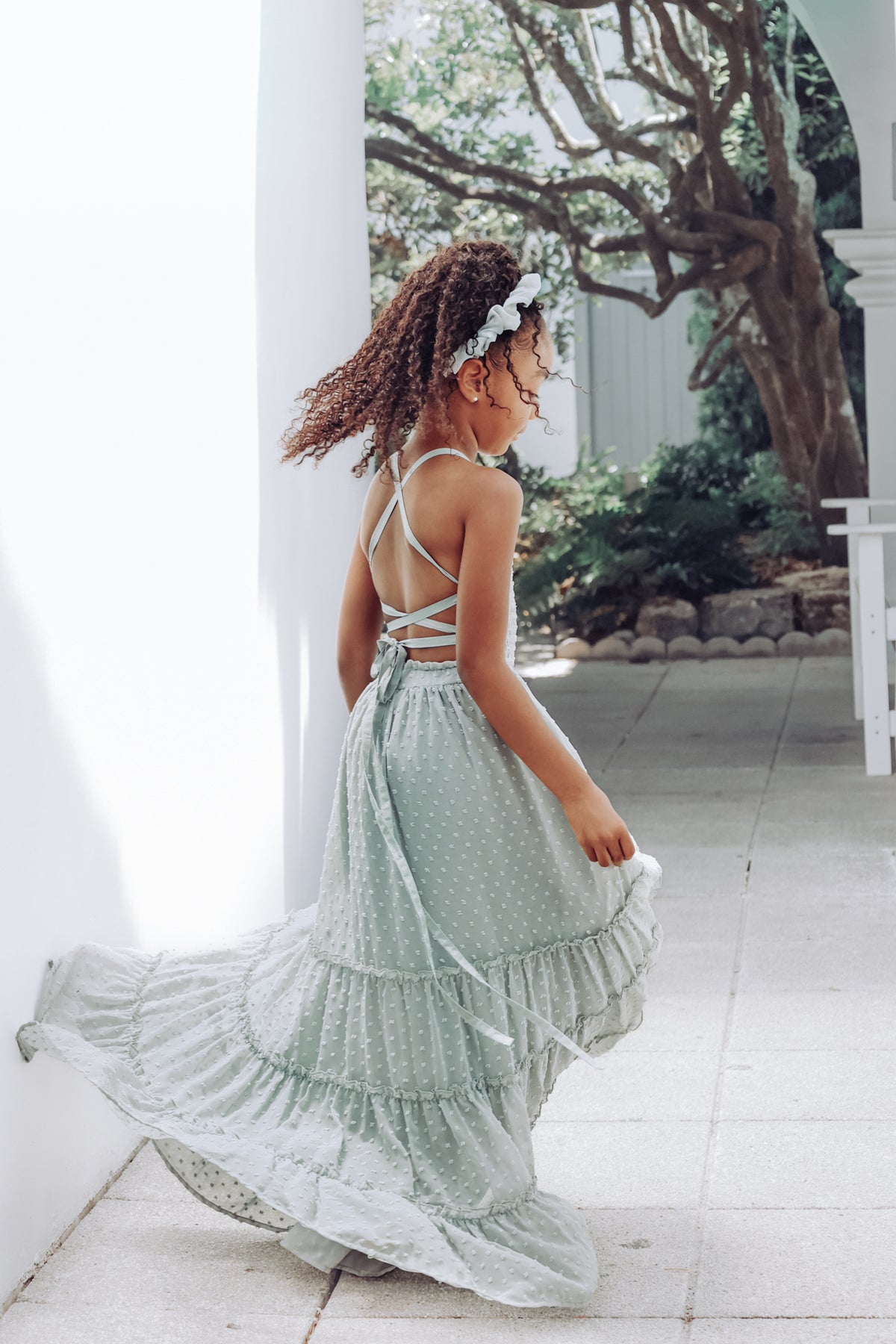 Vera Flow Dress (sage swiss dot)