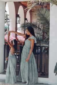 Vera Flow Dress (sage swiss dot)