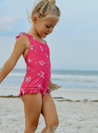 Crossback One Piece (hot pink floral)