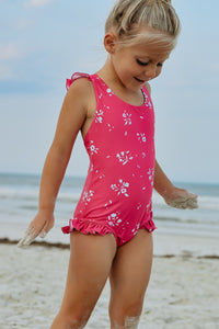 Crossback One Piece (hot pink floral)