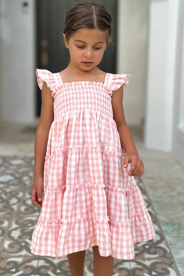 INDIE BLUE Dresses Pia Dress (pink gingham)