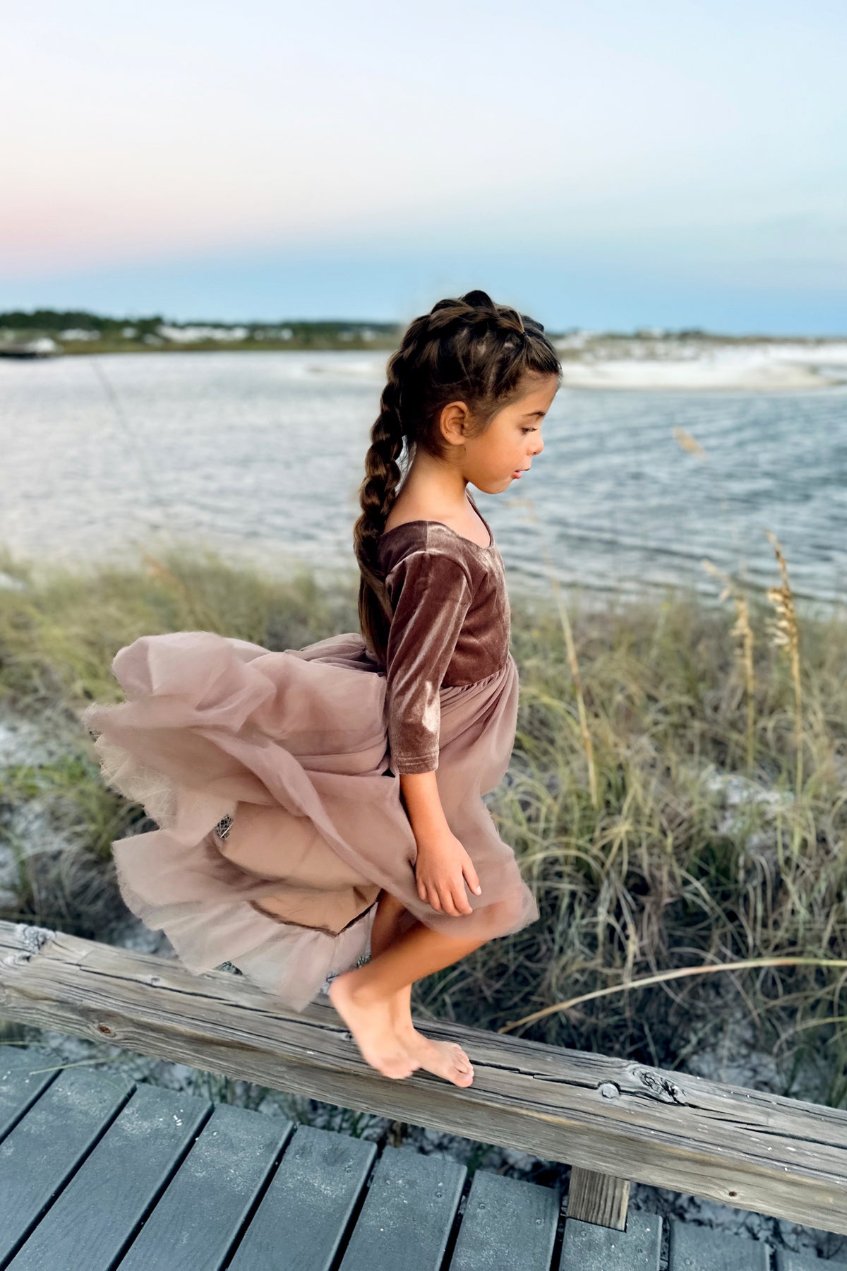 INDIE BLUE Dresses Gracie Dress (mocha velvet tulle)