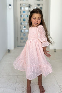Celine Dress (petal pink swiss dot)
