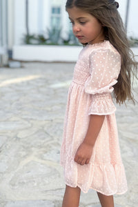 Celine Dress (petal pink swiss dot)