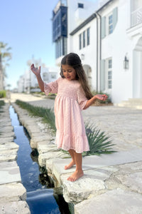 Celine Dress (petal pink swiss dot)