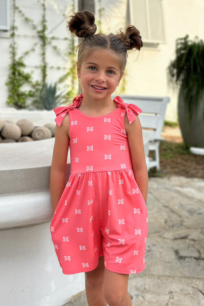 LB Girl's Romper Rita Shortie Romper (pink butterfly) FINAL SALE