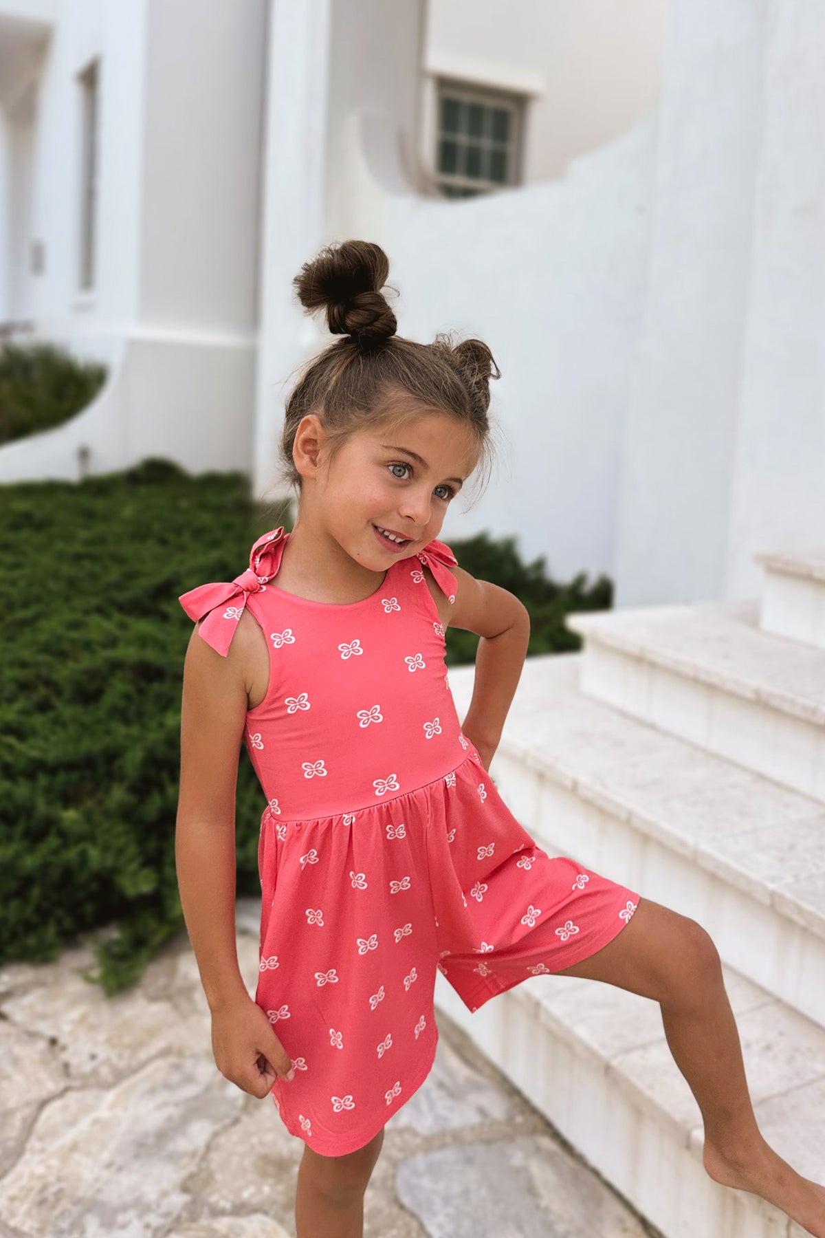 Rita Shortie Romper (pink butterfly)