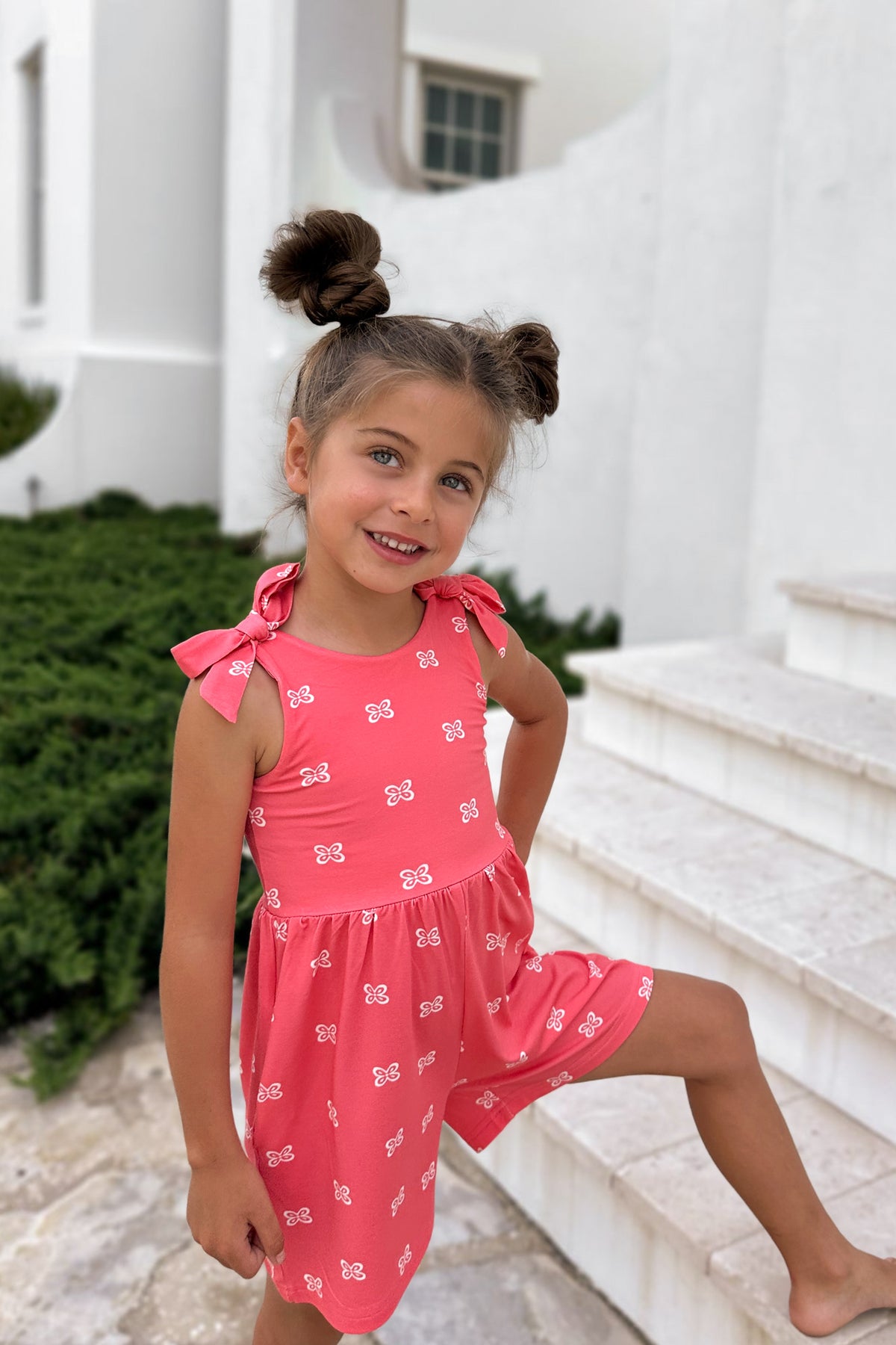 Rita Shortie Romper (pink butterfly)