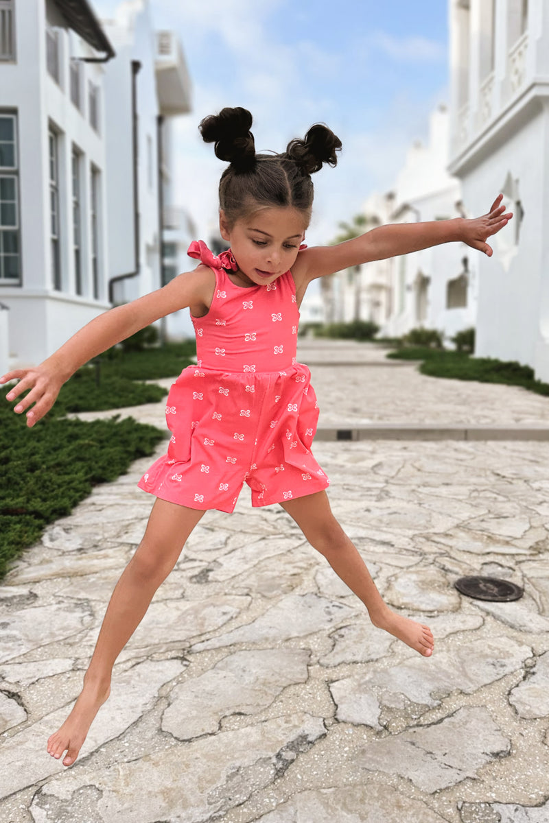 Rita Shortie Romper (pink butterfly)