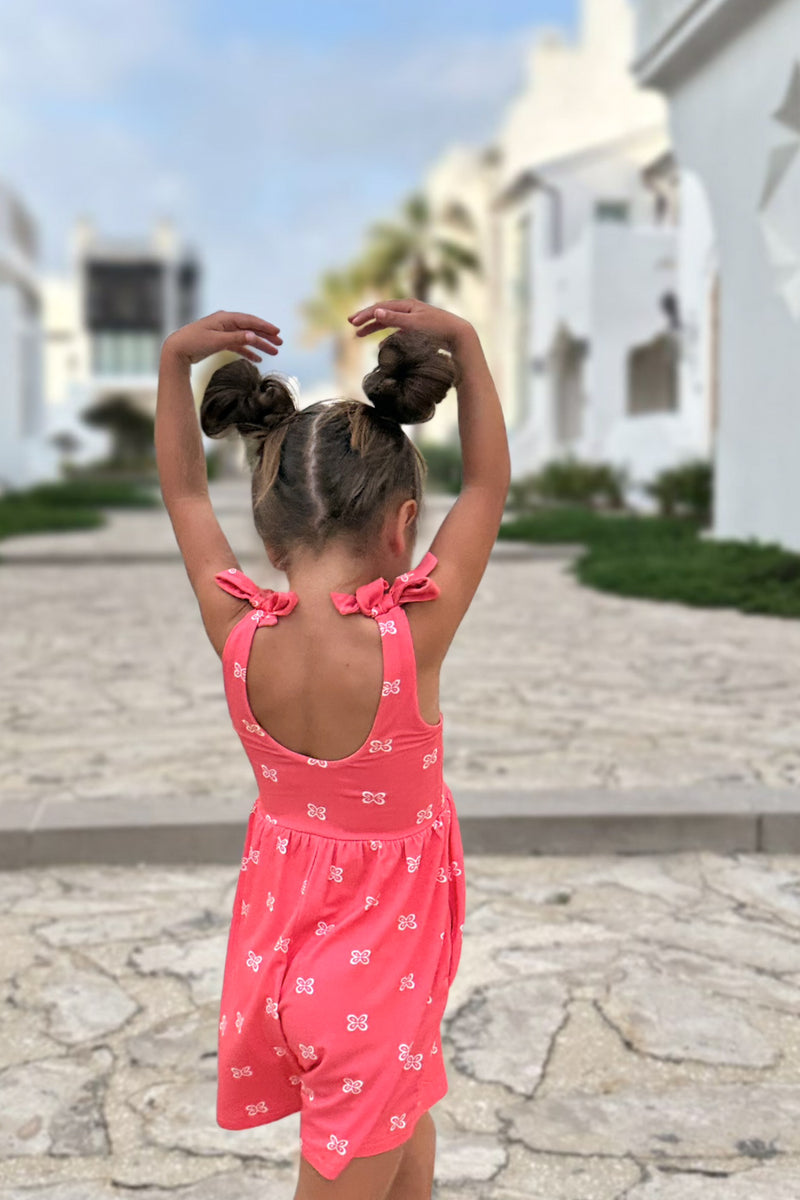 Rita Shortie Romper (pink butterfly)