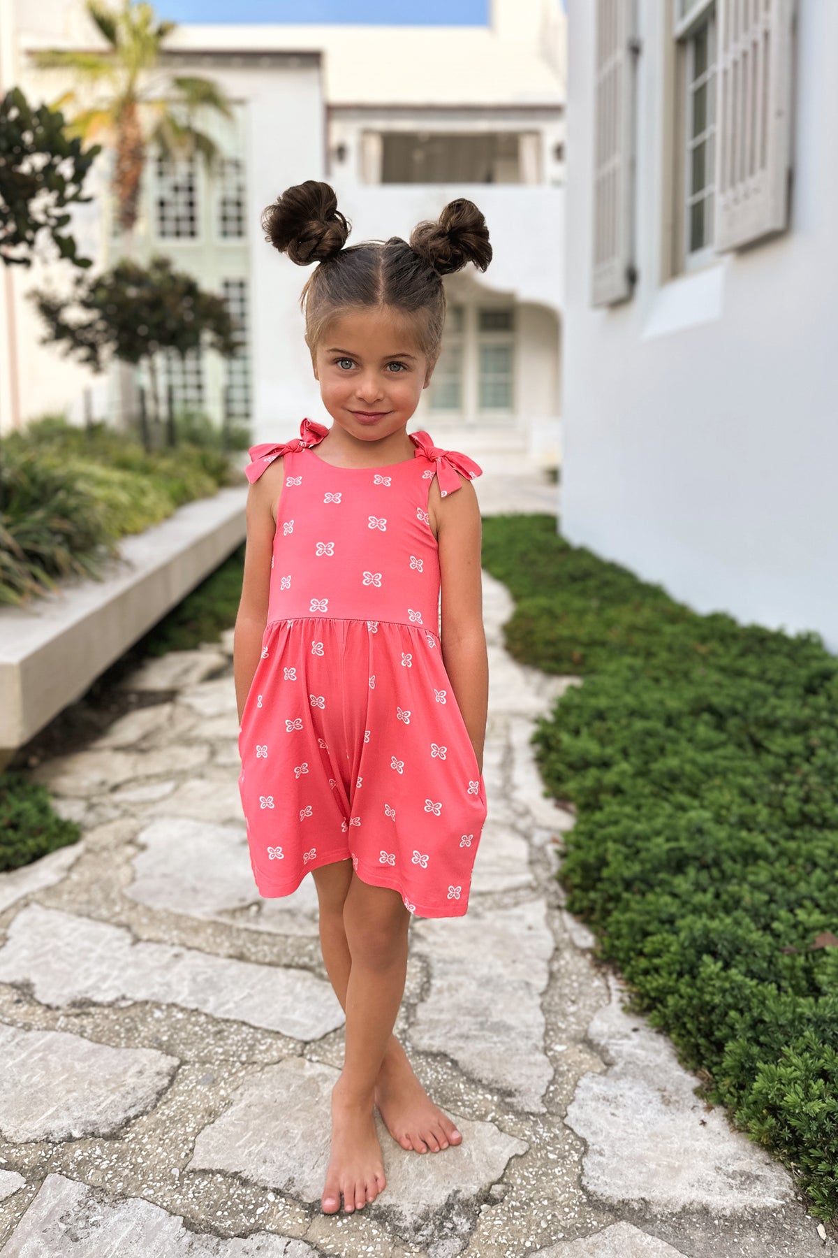 Rita Shortie Romper (pink butterfly)
