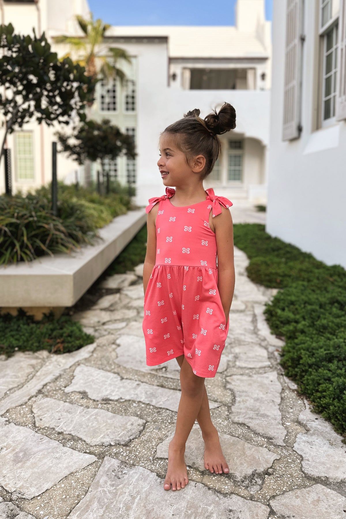 Rita Shortie Romper (pink butterfly)