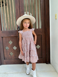 Pia Dress (brown gingham)