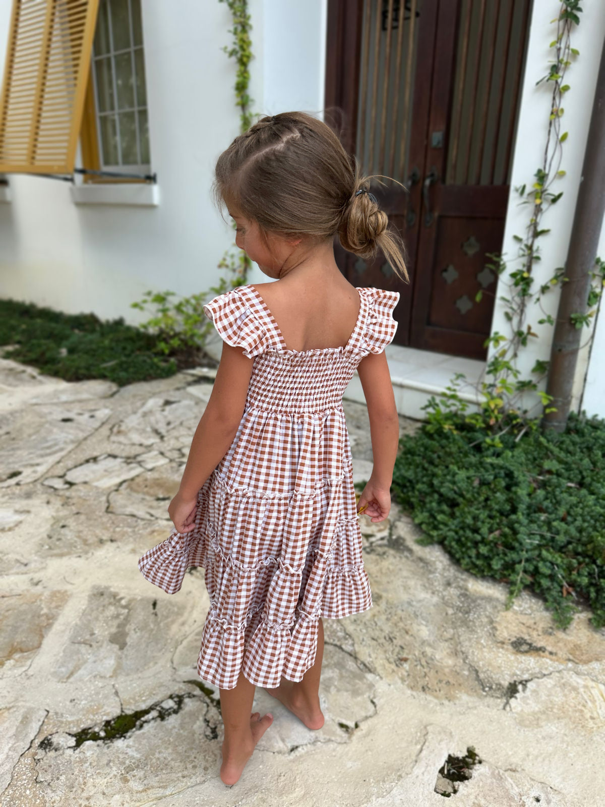 Pia Dress (brown gingham)