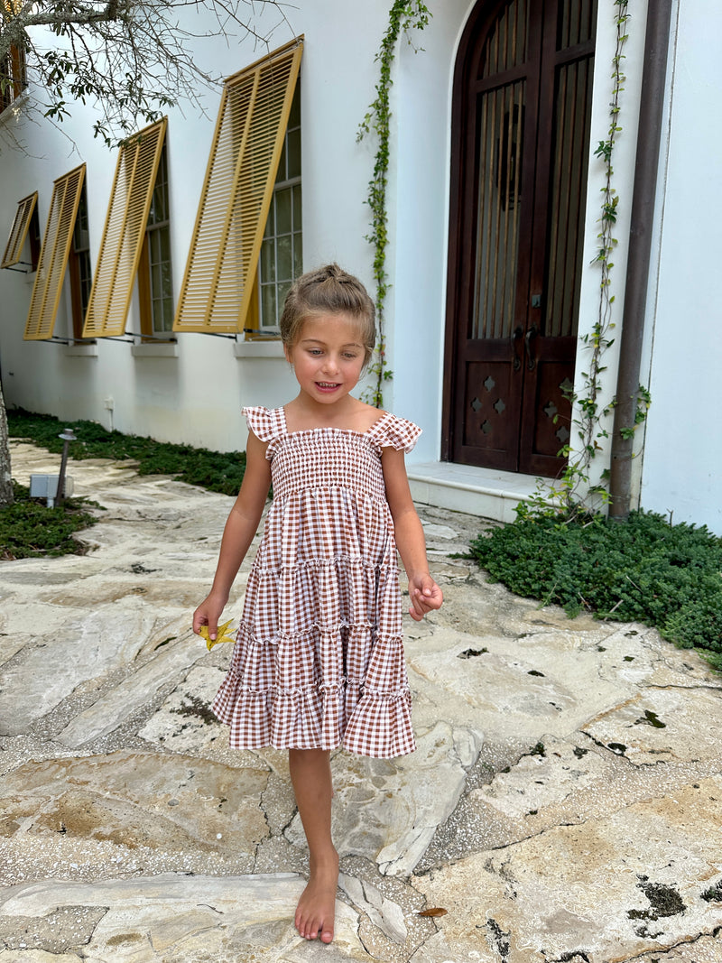 Pia Dress (brown gingham)