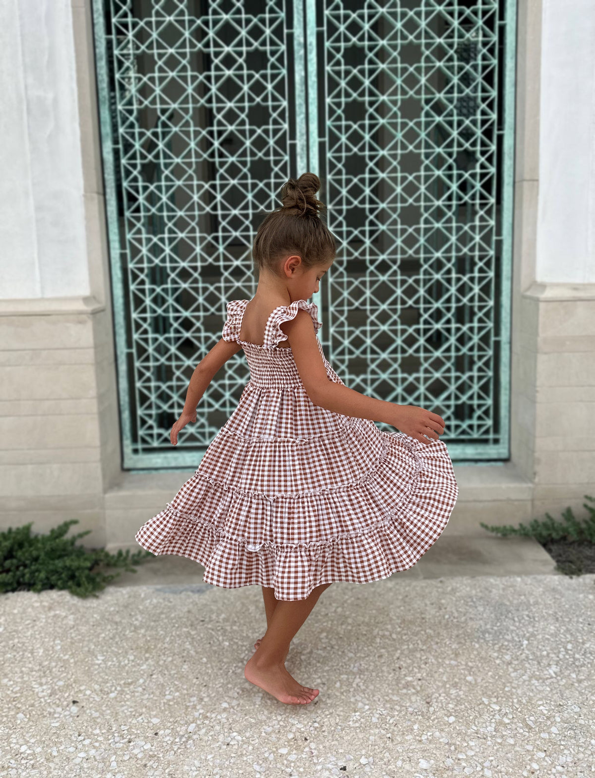 Pia Dress (brown gingham)