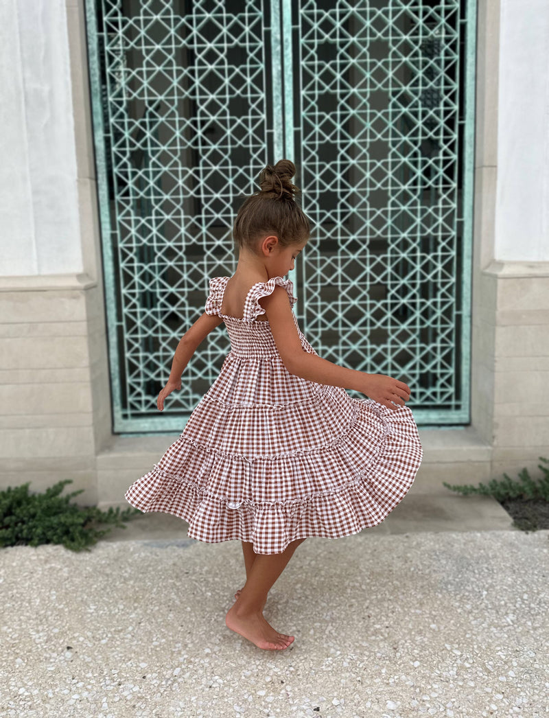 Pia Dress (brown gingham)