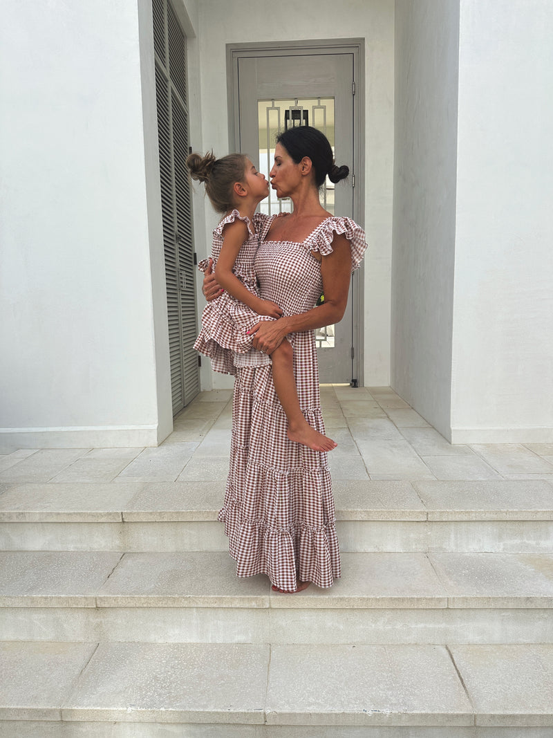 Pia Dress (brown gingham)