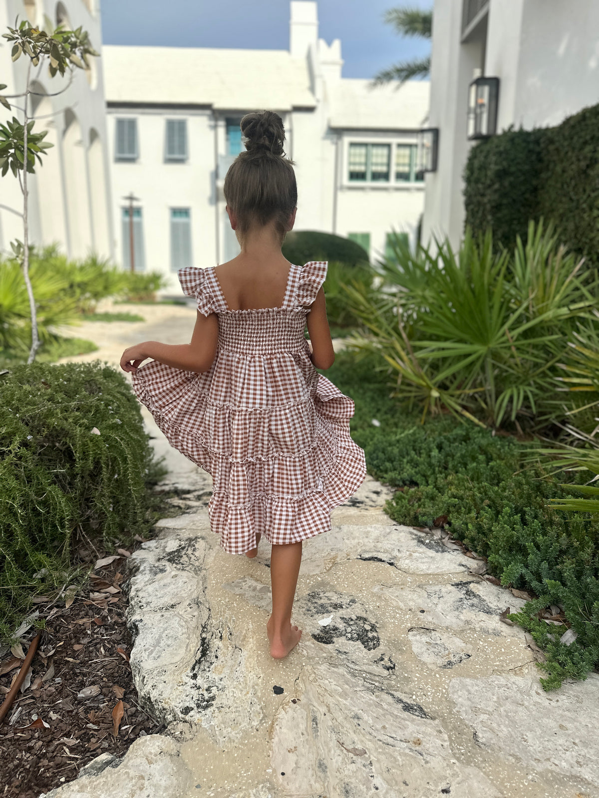 Pia Dress (brown gingham)