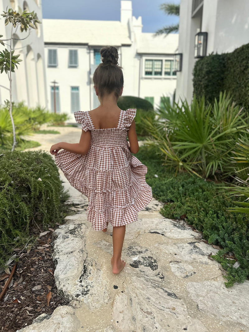 Pia Dress (brown gingham)