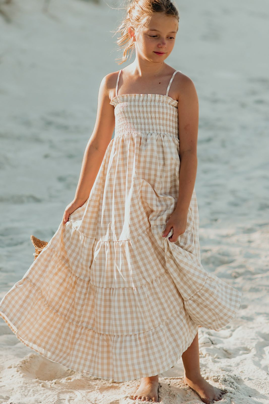 Stella Dress (tan gingham)