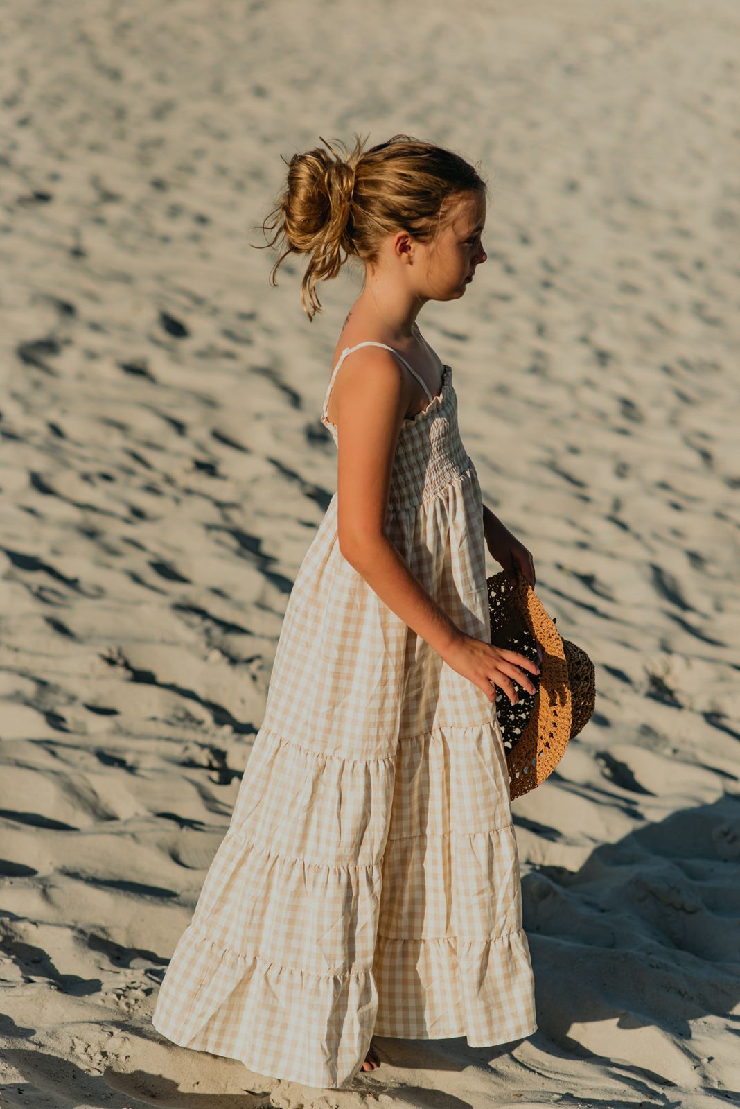 Stella Dress (tan gingham)