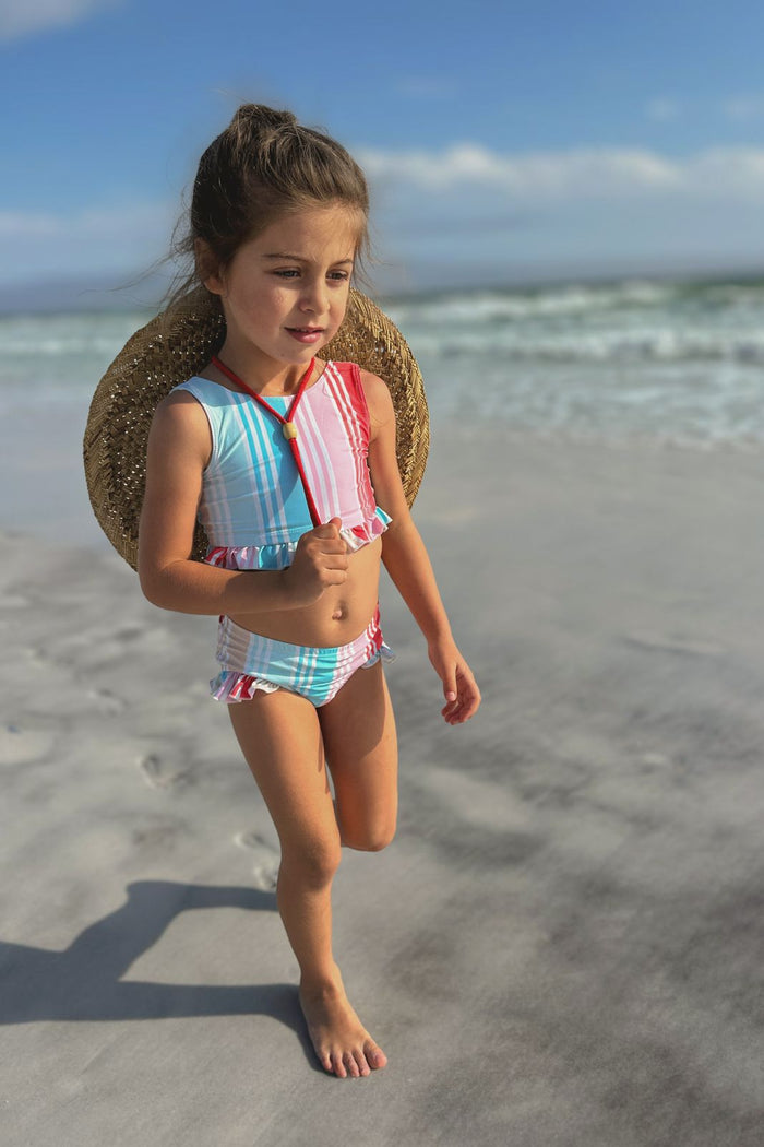 LB Girl's Swim Scoopback Set (rainbow stripe) SUMMER SALE