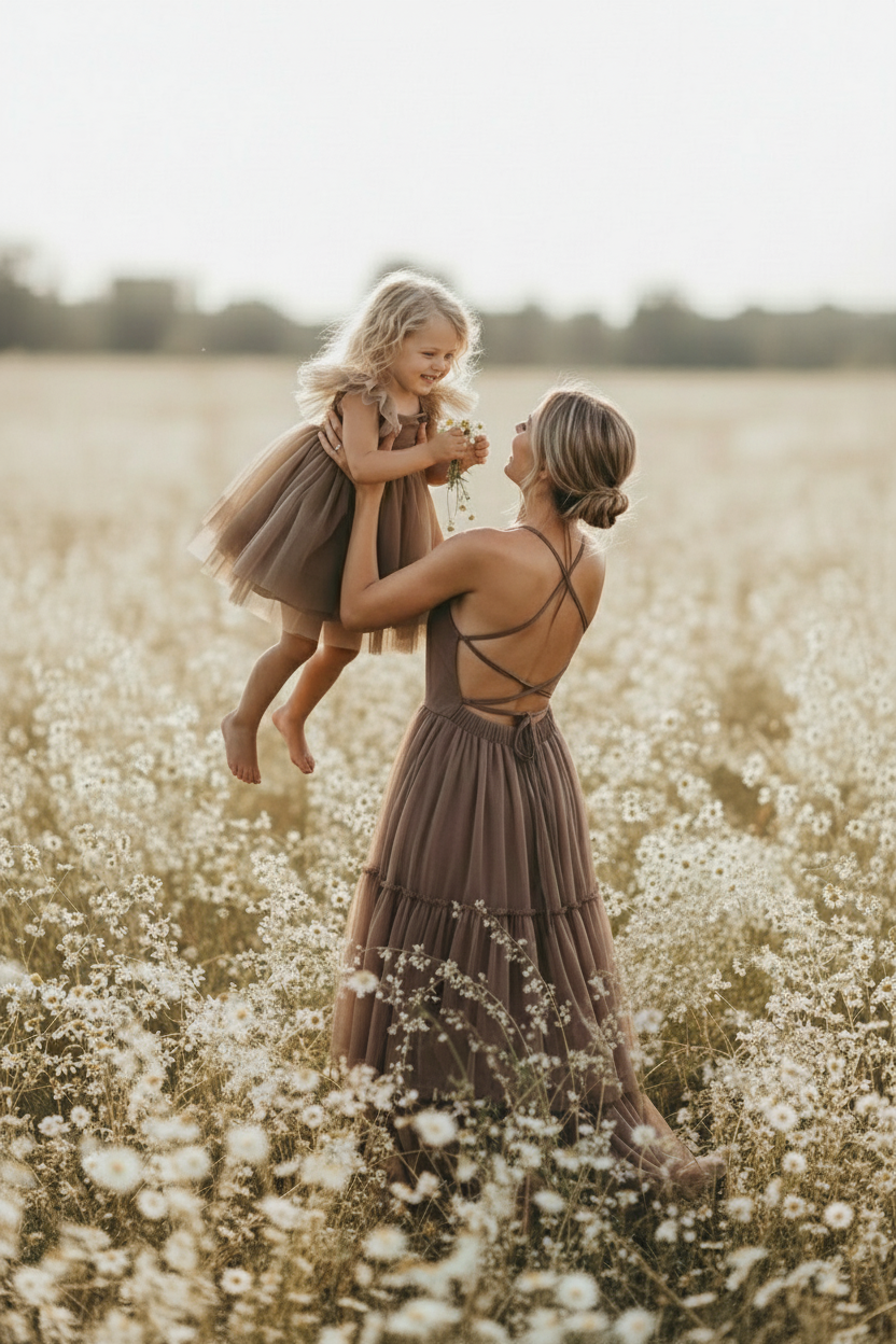 INDIE BLUE Dresses Fawn Dress (mocha tulle)