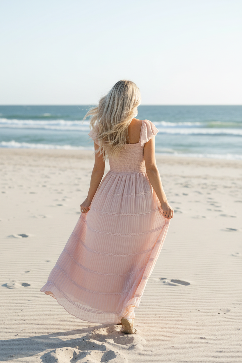 softest sand maxi dress pink Mnuaqn Women's Casual Maxi Dress Soft Breathable with Pockets, Figure Flattering for Daily Commute & Vacation (XL, Green)