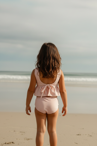 INDIE BLUE SWIM Flutter Tankini Set (soft pink ribbed)