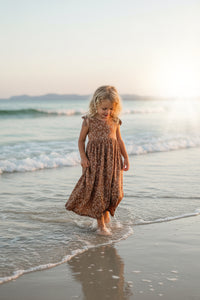 LB Girl's Dress Liza Maxi (cocoa sprigs)