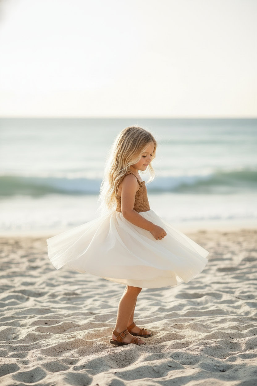 INDIE BLUE Dresses Jodi Twirl (two-tone mocha tulle)