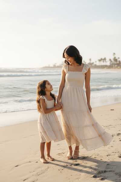 Pia Dress (natural swiss dot) – INDIE BLUE