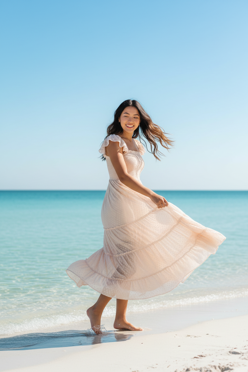 INDIE BLUE Women Women's Pia Dress (natural swiss dot)