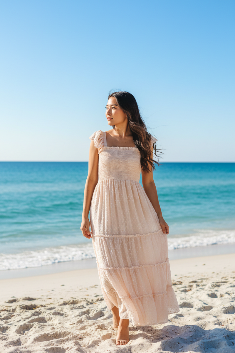 Women's Pia Dress (natural swiss dot) – INDIE BLUE