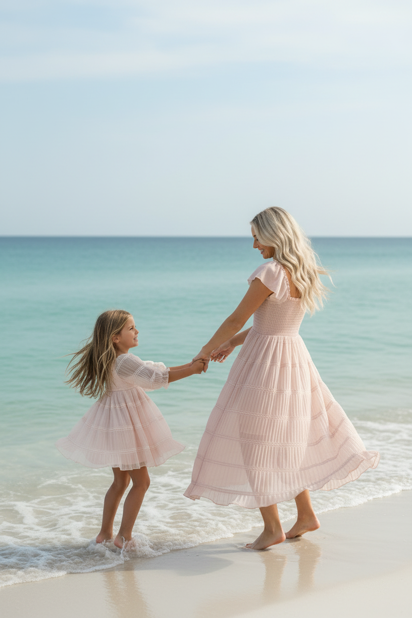 SS Girl's Dress Karina Dress (soft pink chiffon)