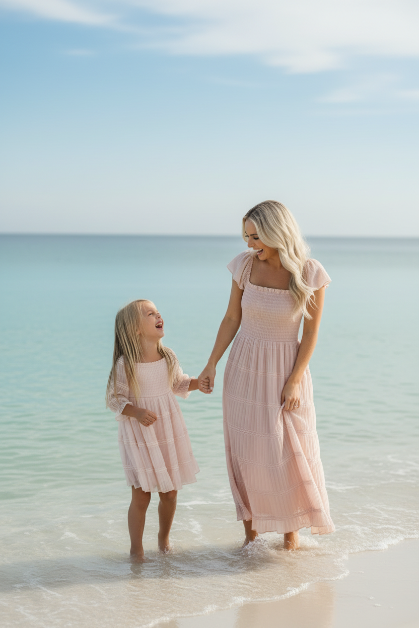 SS Girl's Dress Karina Dress (soft pink chiffon)