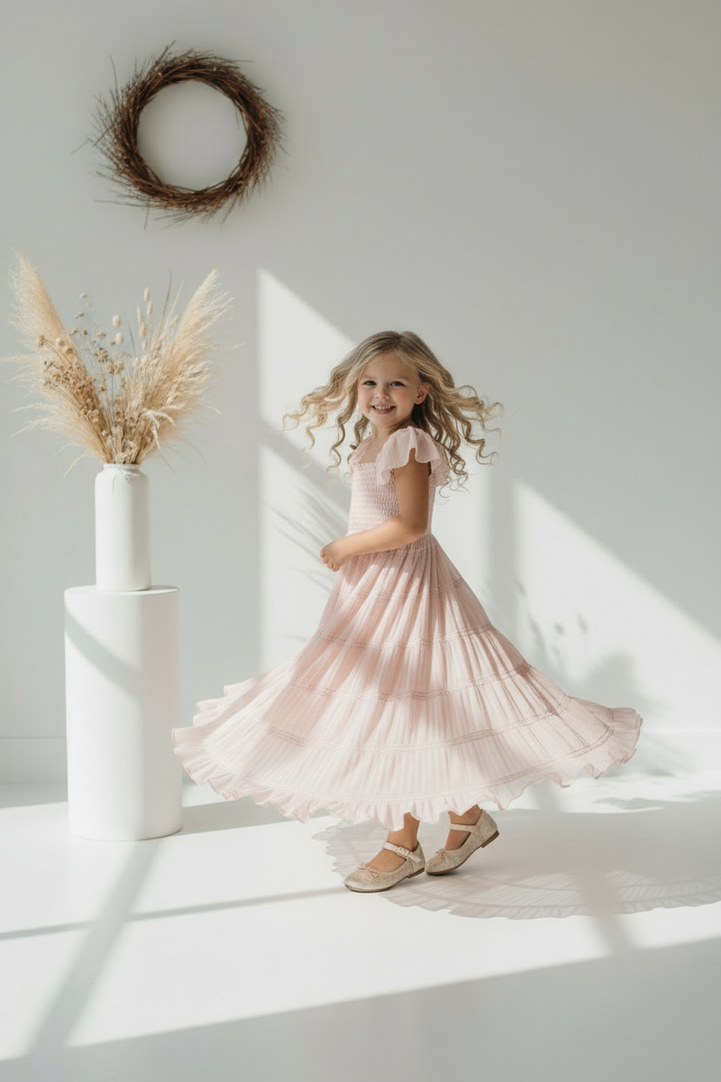 INDIE BLUE Dresses Marabella Dress (soft pink chiffon)