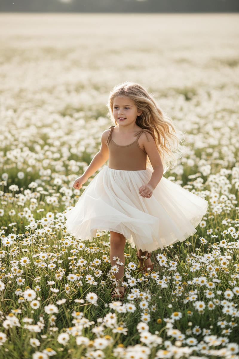 INDIE BLUE Dresses Jodi Twirl (two-tone mocha tulle)