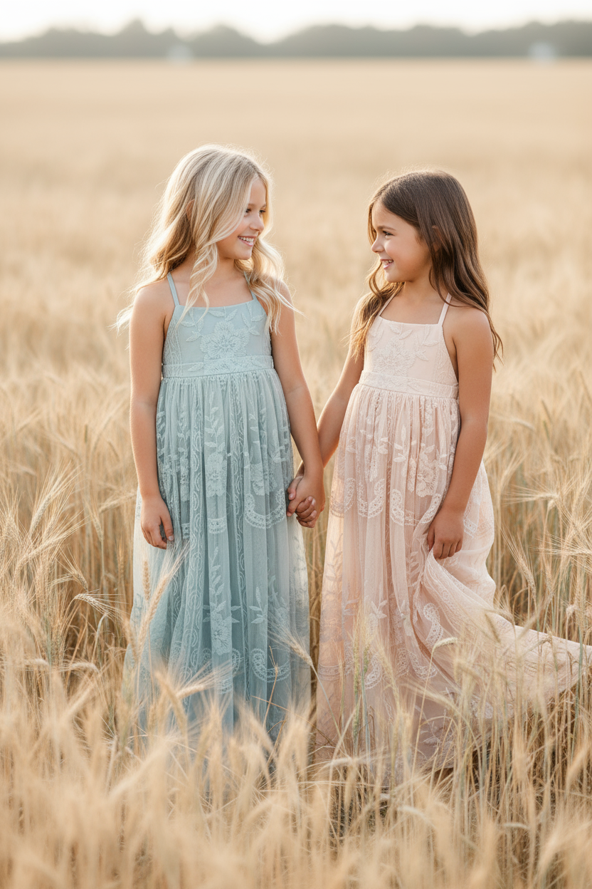 INDIE BLUE Dresses Madeline Lace Dress (natural pink)