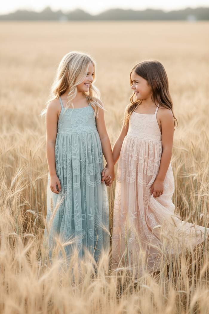 INDIE BLUE Dresses Madeline Lace Dress (natural pink)