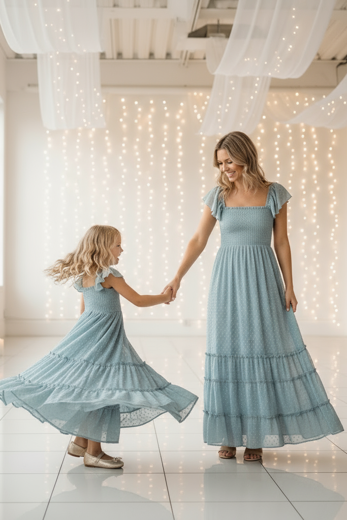 INDIE BLUE Dresses Marabella Dress (blue swiss dot)