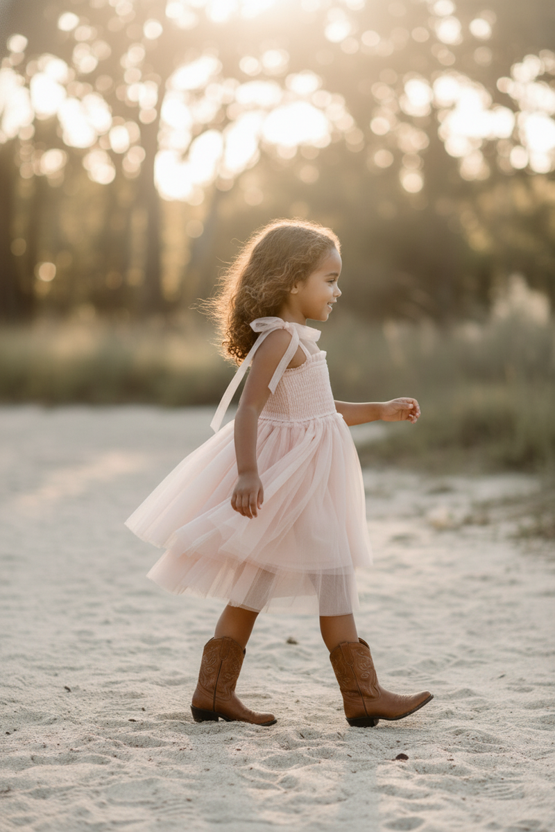 INDIE BLUE Dresses Isa Dress (blush tulle)