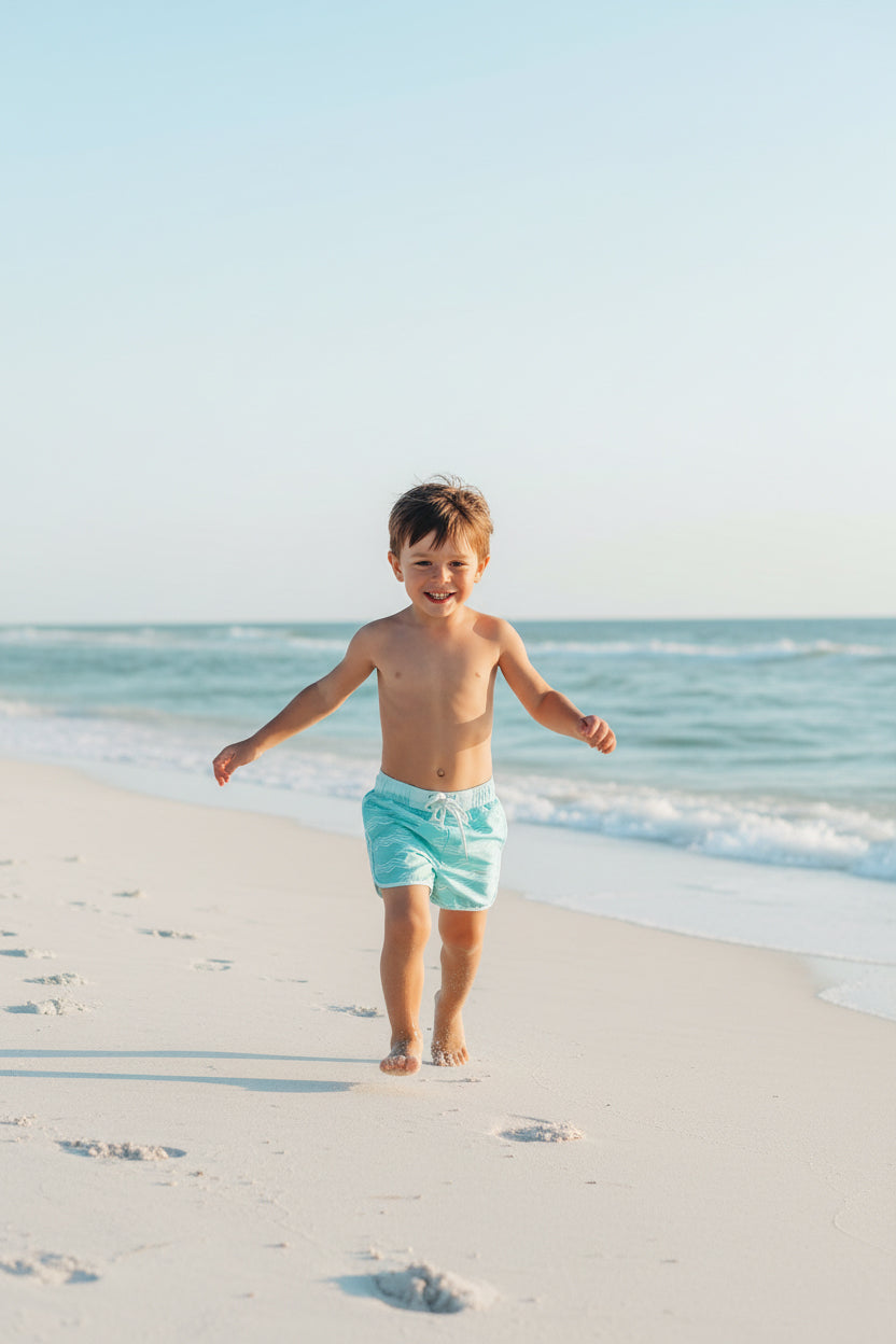 LB Boy's Swim Surf Shorts (aqua waves)