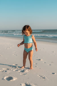 LB Girl's Swim Scoopback Set (aqua waves)