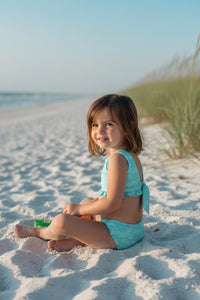 LB Girl's Swim Scoopback Set (aqua waves)
