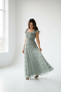 INDIE BLUE Dresses Marabella Dress (sage chiffon)