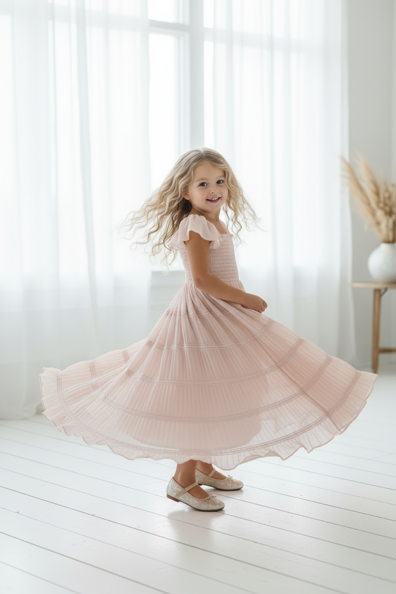 INDIE BLUE Dresses Marabella Dress (soft pink chiffon)